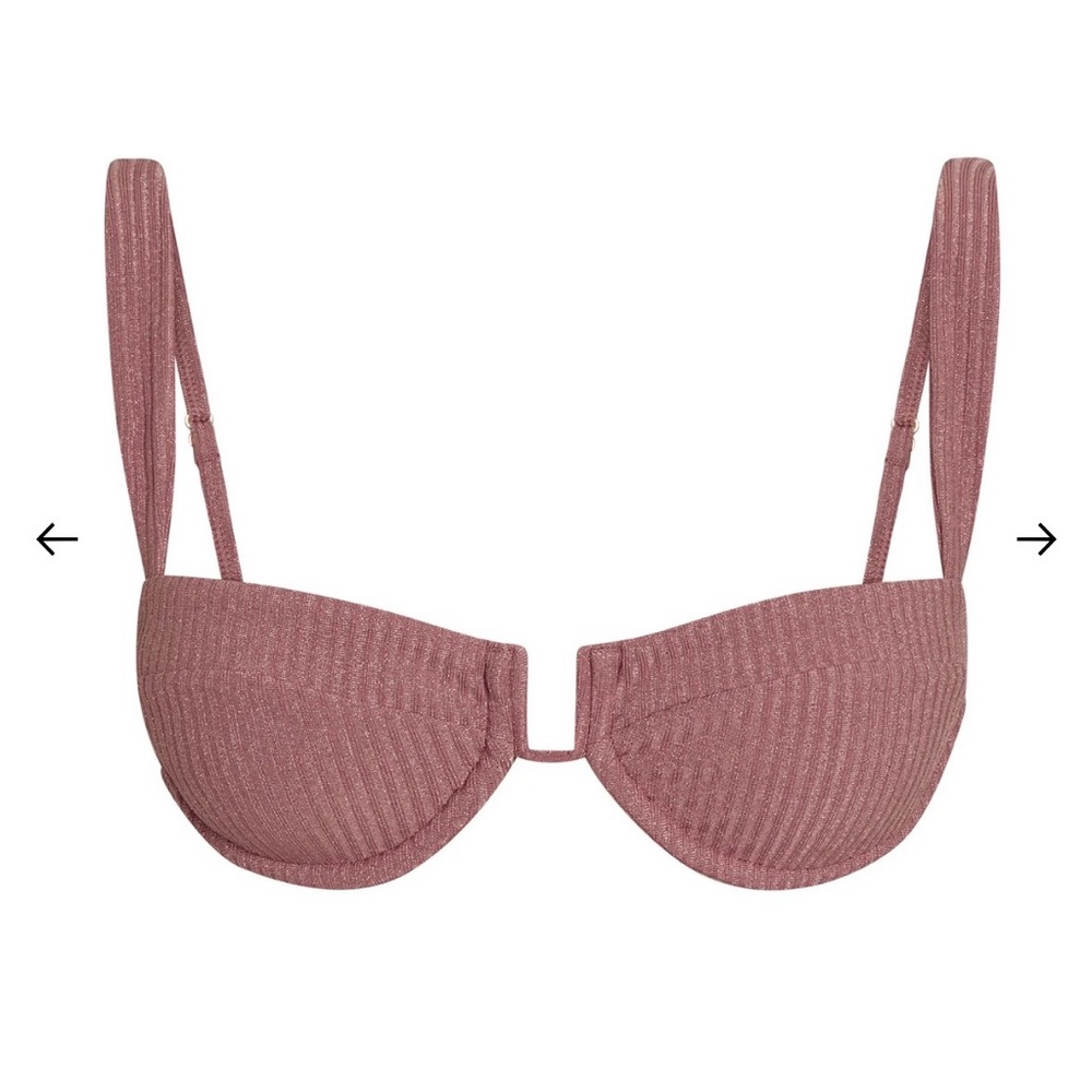 Monday Swimwear Cala Roja Top - Mauve Lurex Rib Bikini Top